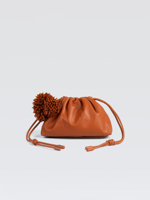 Mini Leather   Pouf   Bag w/ Charm
