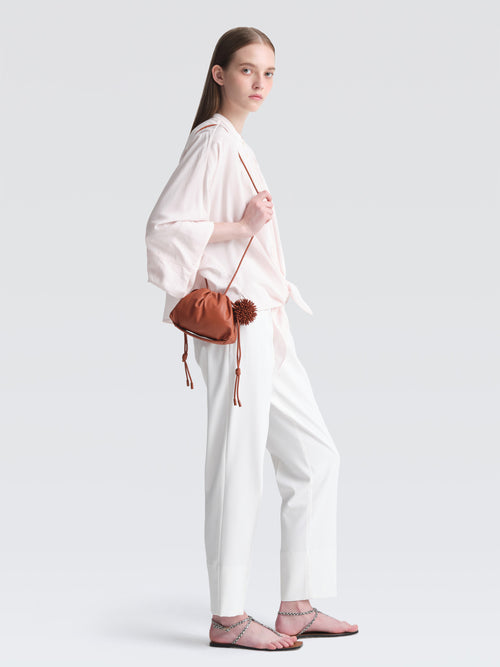 Mini Leather   Pouf   Bag w/ Charm