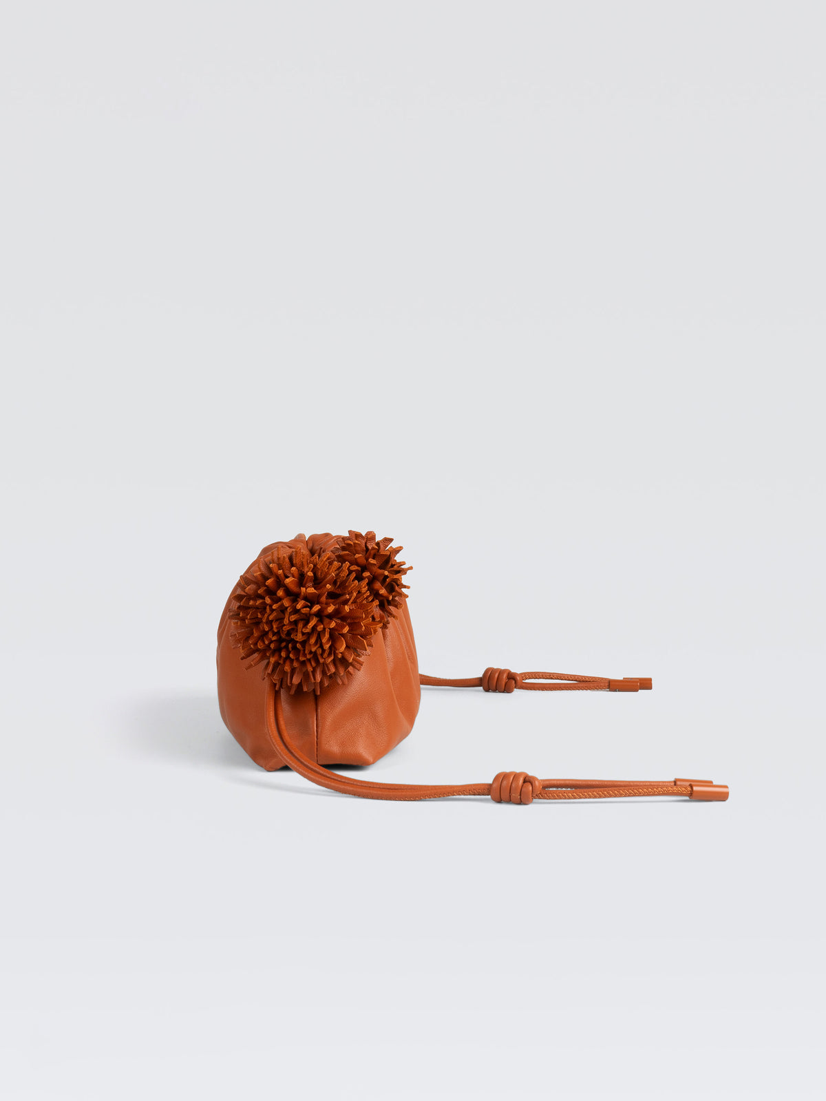 Mini Leather   Pouf   Bag w/ Charm