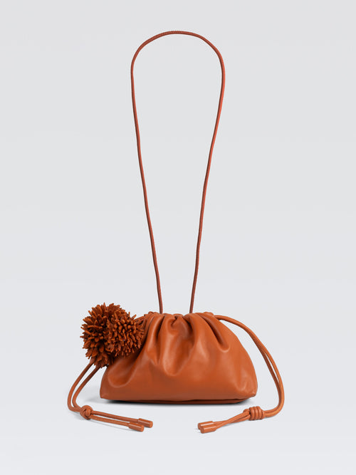 Mini Leather   Pouf   Bag w/ Charm