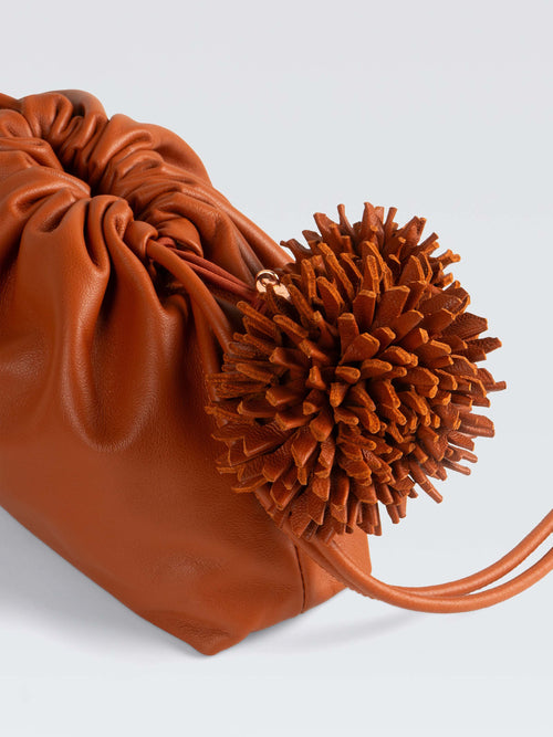Mini Leather   Pouf   Bag w/ Charm