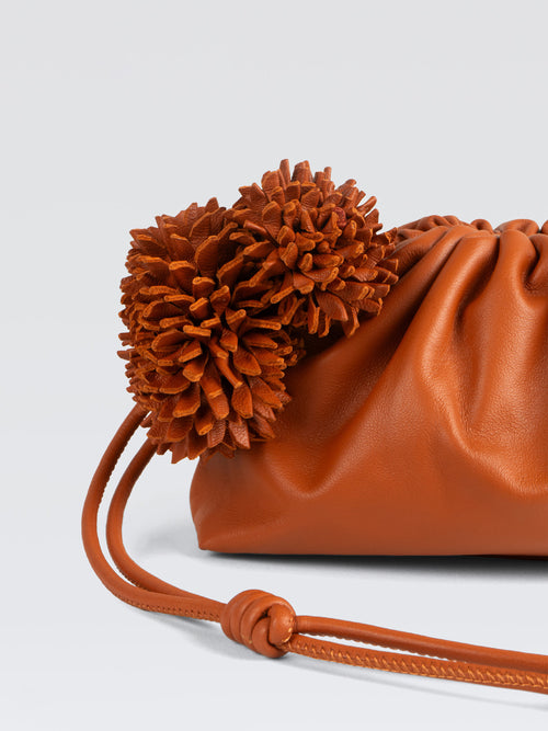 Mini Leather   Pouf   Bag w/ Charm