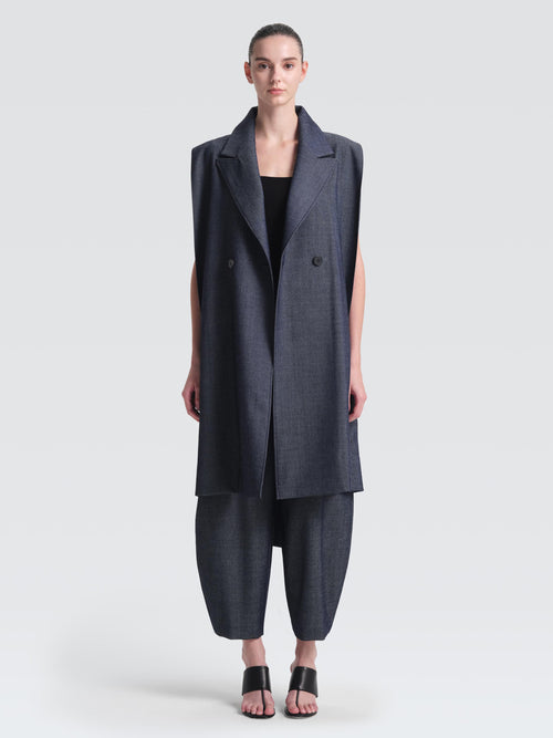 Linen Denim Hemming Gilet