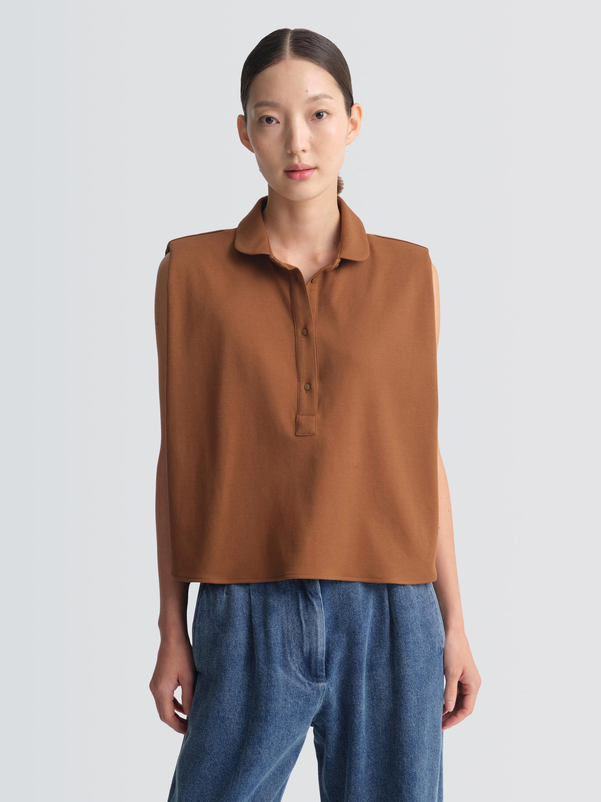 Cotton Pique Polo Top